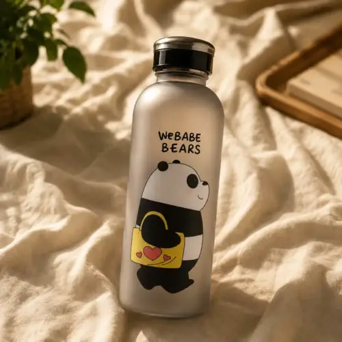 1000ml Cute Panda Bear Cup Plastic Transparent frosted cartoon