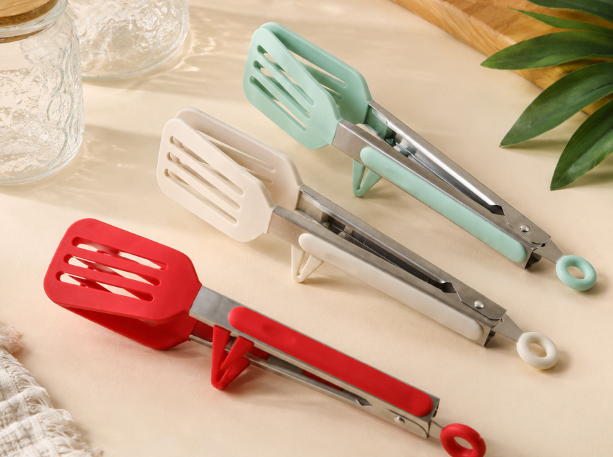 Food Tong Stainless Steel Kitchen Tongs Silicone  Non-Stick Cooking Clip Clamp