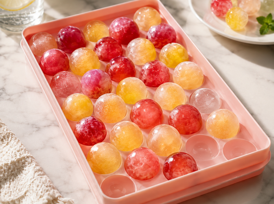 Ice Cube Trays, Ice Cube Maker Polished Gloss Dustproof 33 Grid Round