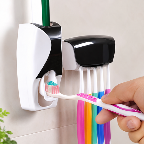 Set of Toothpaste Dispenser & Brush Holder
