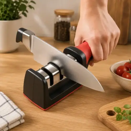KITCHEN KNIFE SHARPENER 3 STAGE STEEL CERAMIC COATED