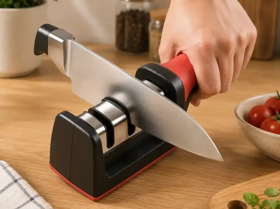 KITCHEN KNIFE SHARPENER 3 STAGE STEEL CERAMIC COATED