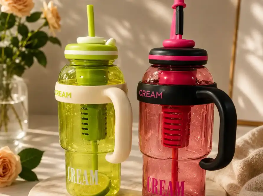 Large Capacity Plastic Water Cup with Handle
