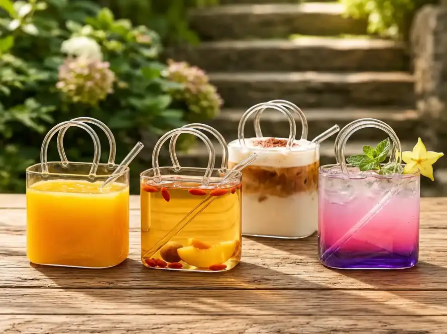 Style Bag Glass With Straw,Portable Handbag Glass Cup