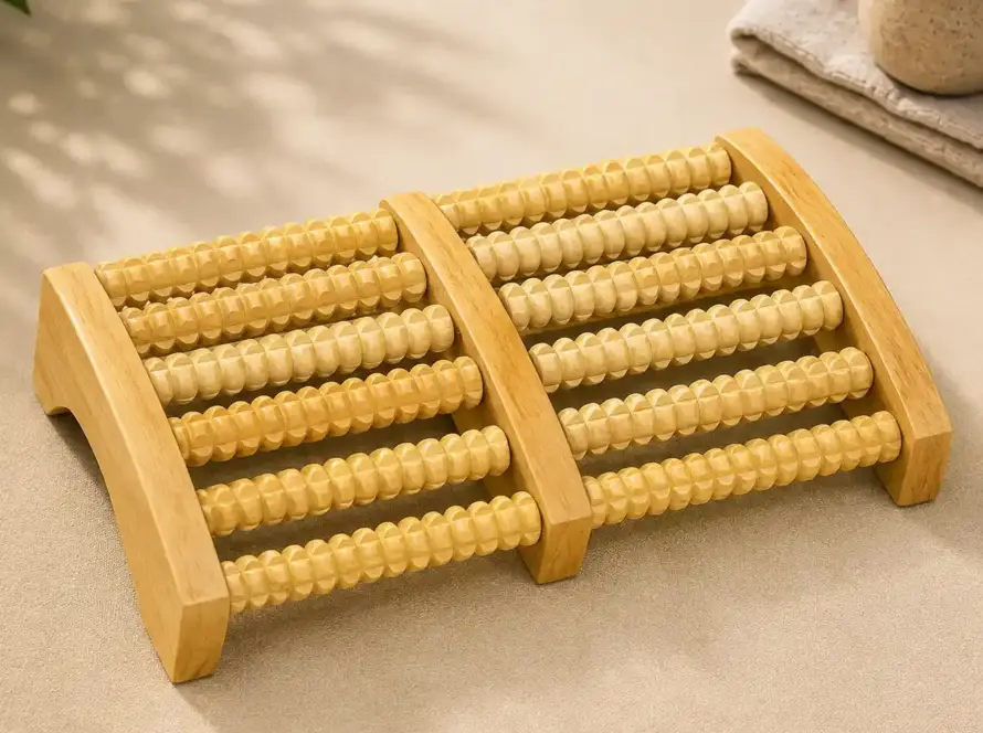 Wooden 4-Roller Foot Massager